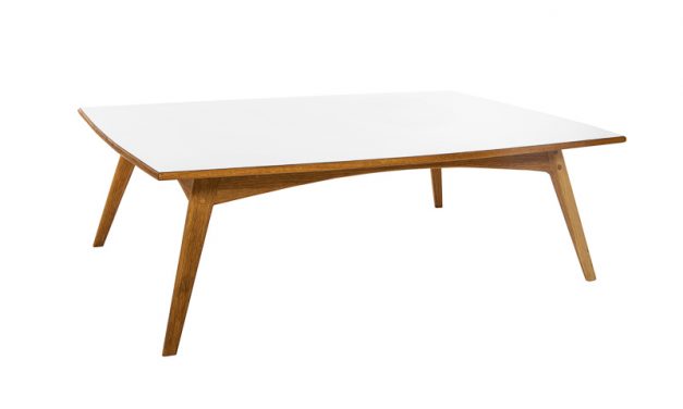 Soffbord i massiv oljad ek med vit laminat