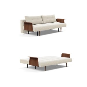 Recast baddsoffa fran Danska Innovation living i med valnotsarmstod i tyg 357 forsta bilden