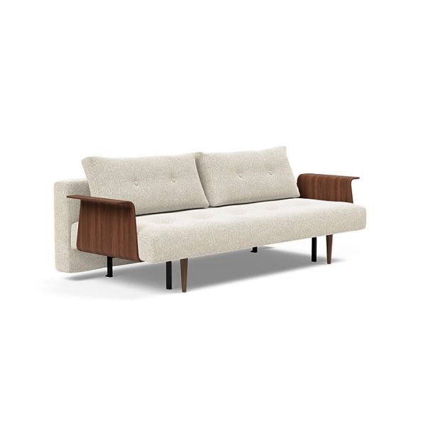 Recast baddsoffa fran Danska Innovation living i tyg 357 med valnotsarmstod