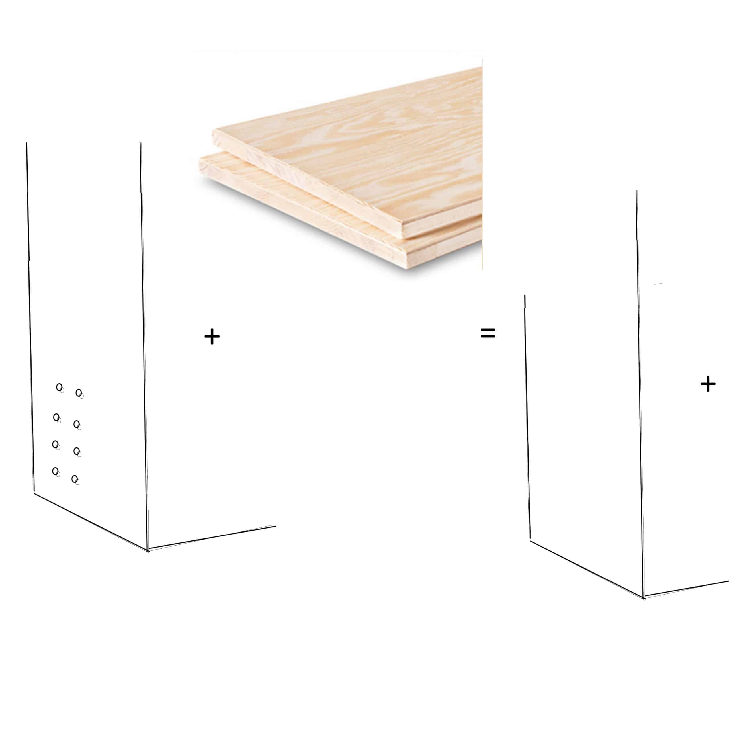Täcksidor i furulamell / side covers in pine veneered block board