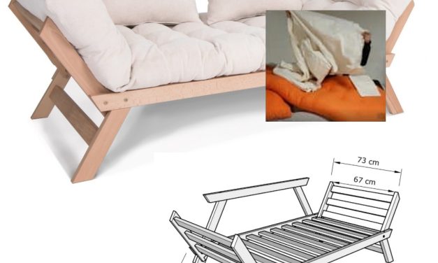 Överdrag till bäddsoffa med fällbara armstöd