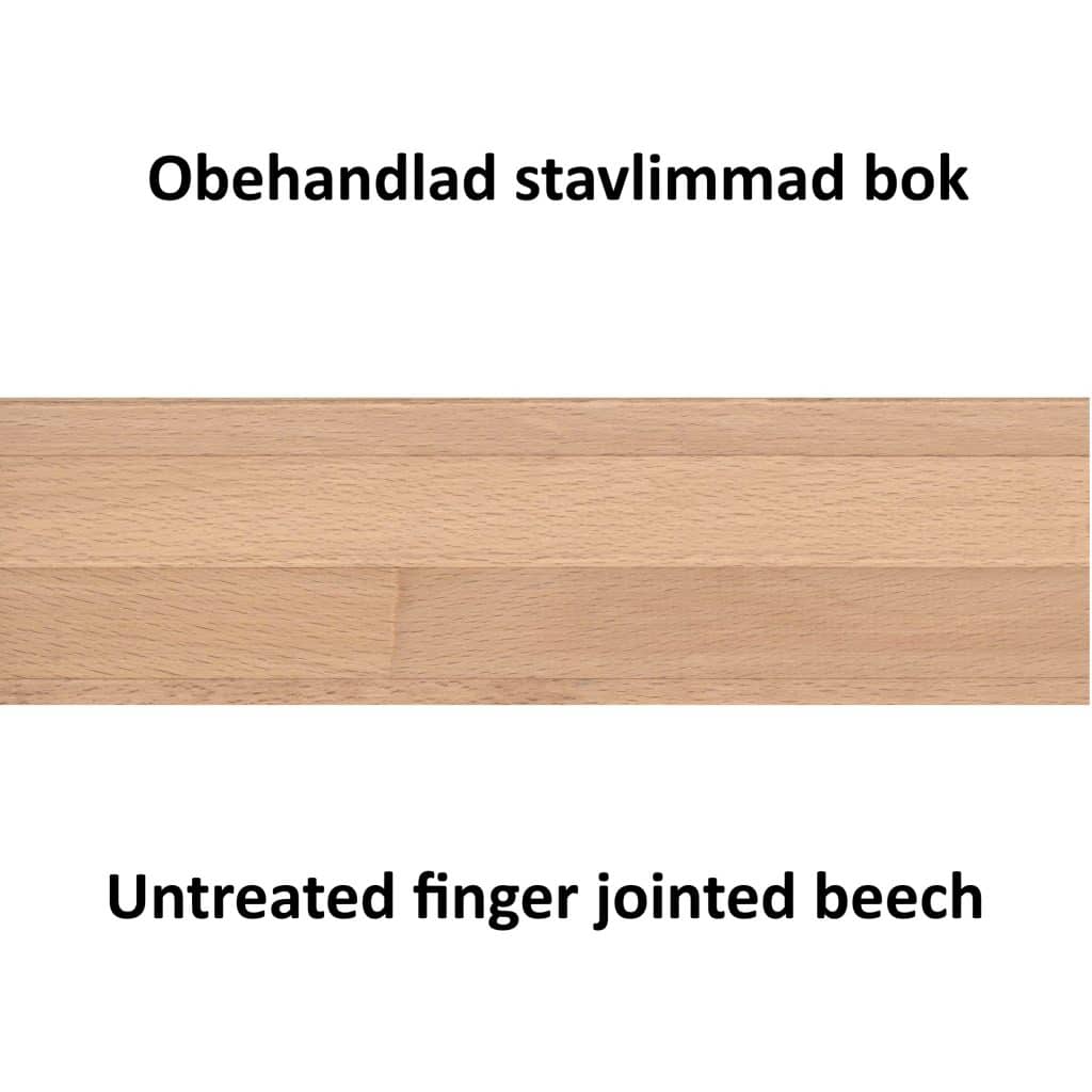 Obehandlad fingerskarvad bok / untreated finger jointed beech wood.