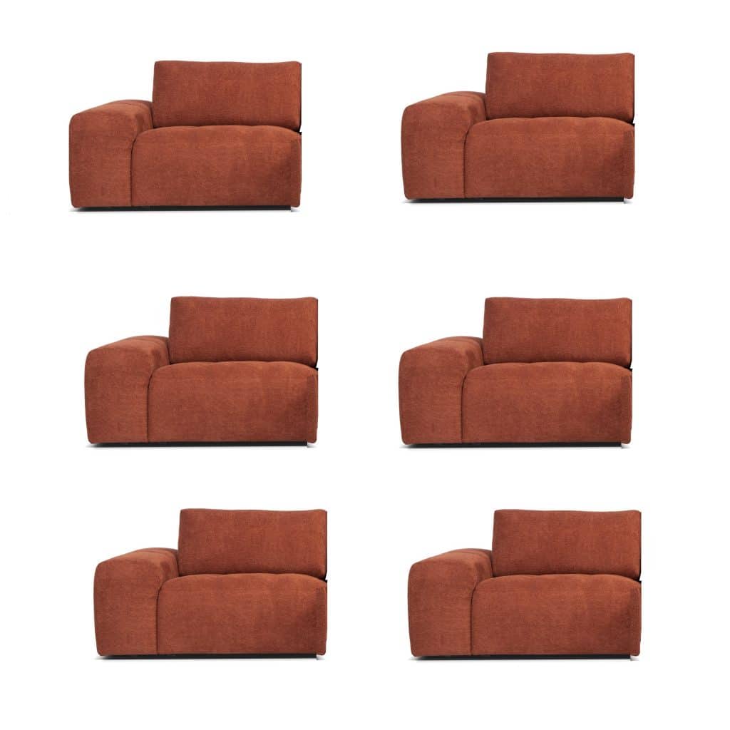 Six parts with back and arm rest and cushion / Sex delar med rygg och armstöd och kudde