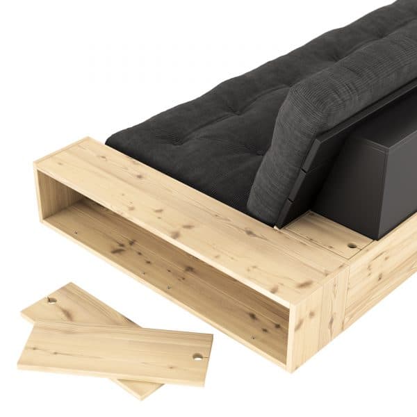 Base futonbaddsoffa fran Karup design med forvaringslada med oppeen sida
