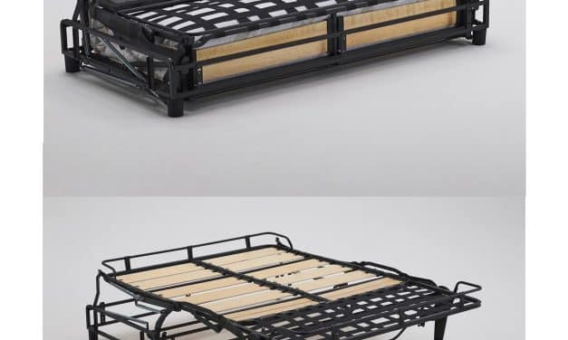 Lampolet bäddsoffsmekanism i valfri storlek med trä ribbor och bajonettfästen